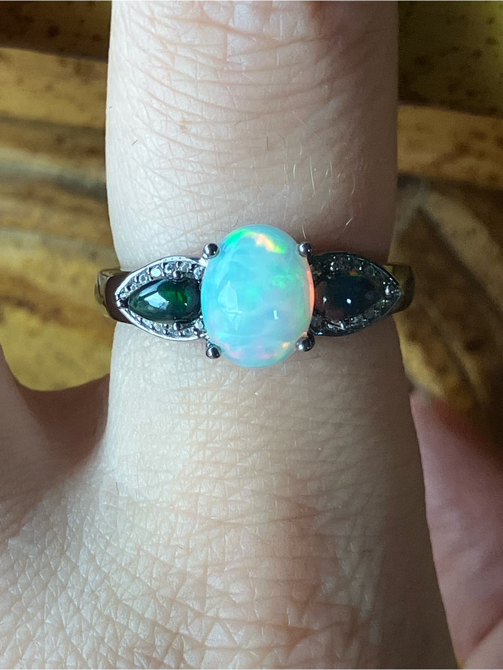 Ethiopian Opal Sterling Silver Ring Size 8